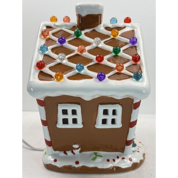 Ceramic Light-Up Gingerbread House 10" Gumdrop Roof Christmas Village with Cord - Picture 6 of 16